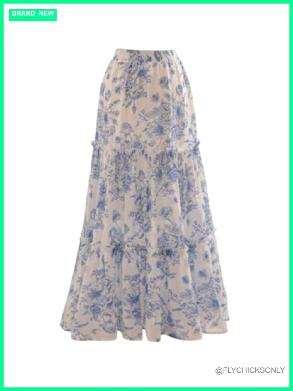 Floral Print Tiered Layered Long Maxi Skirt High Rise Ruffled